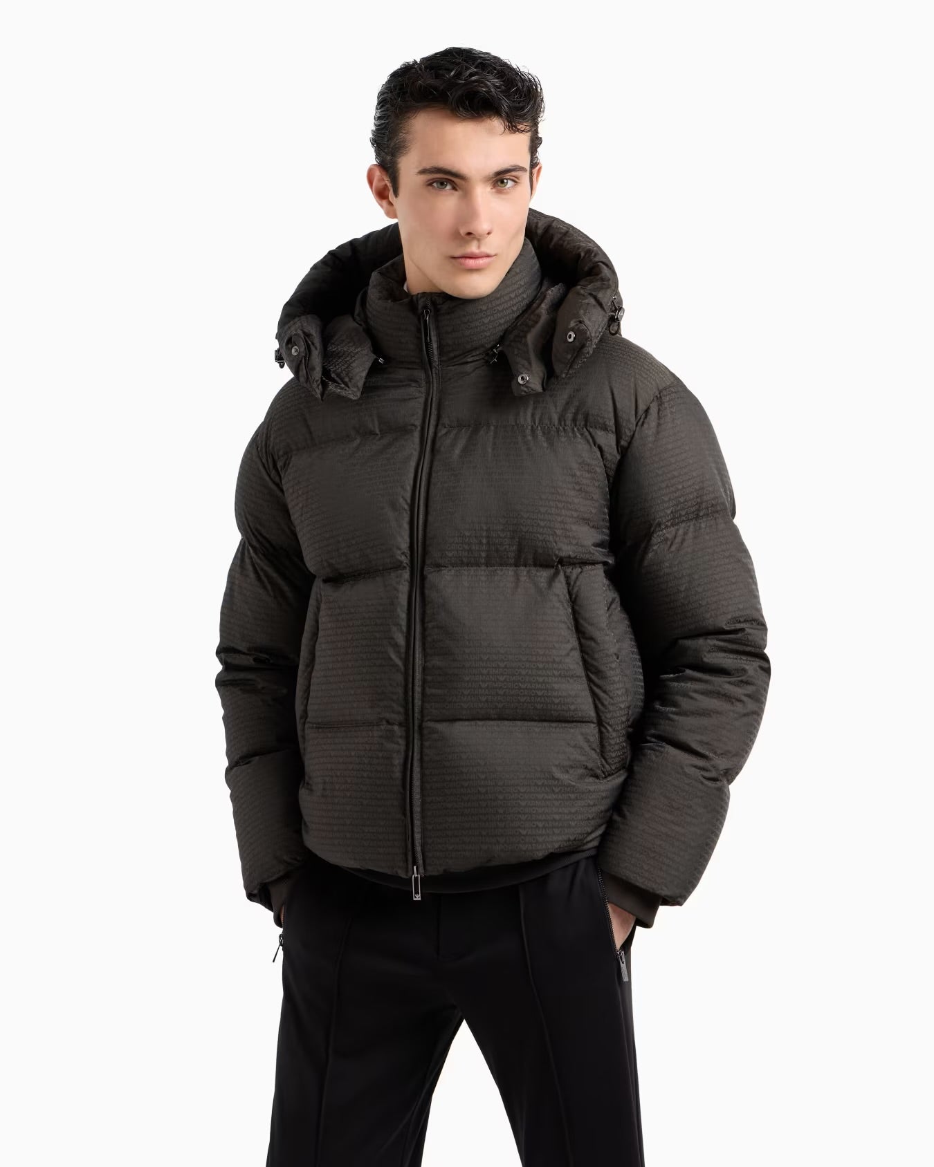 All Over Logo Print Down Jacket