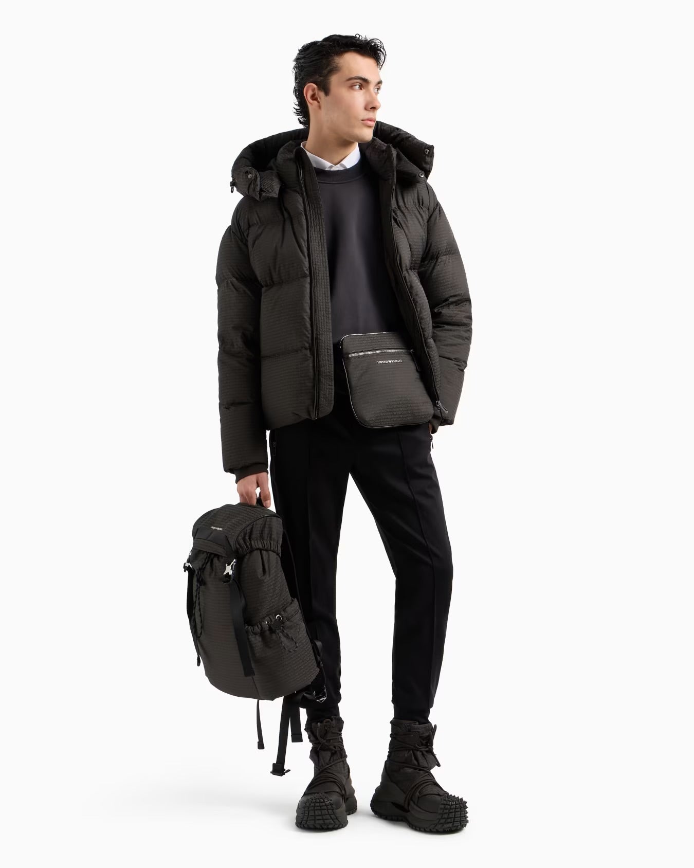 All Over Logo Print Down Jacket