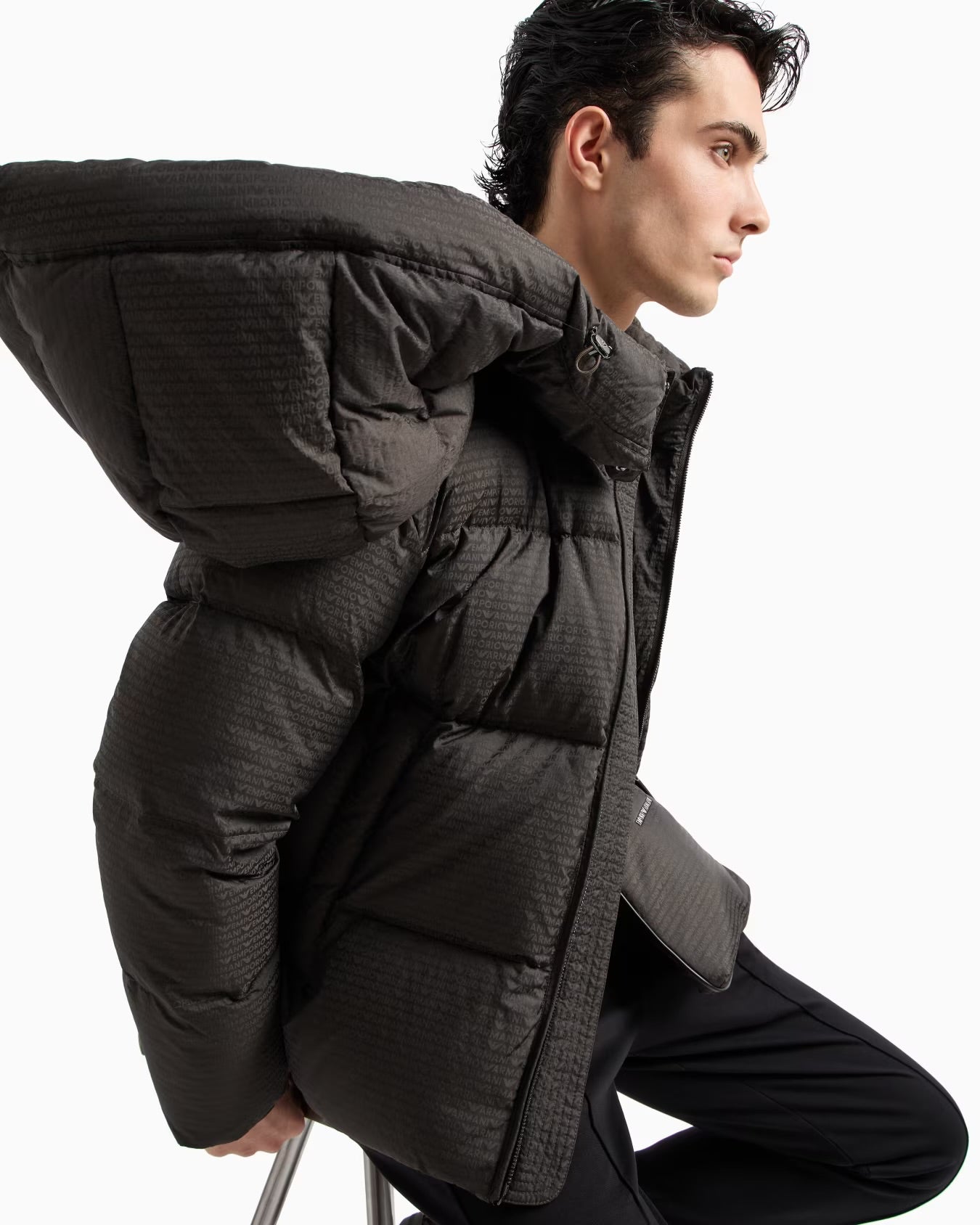 All Over Logo Print Down Jacket