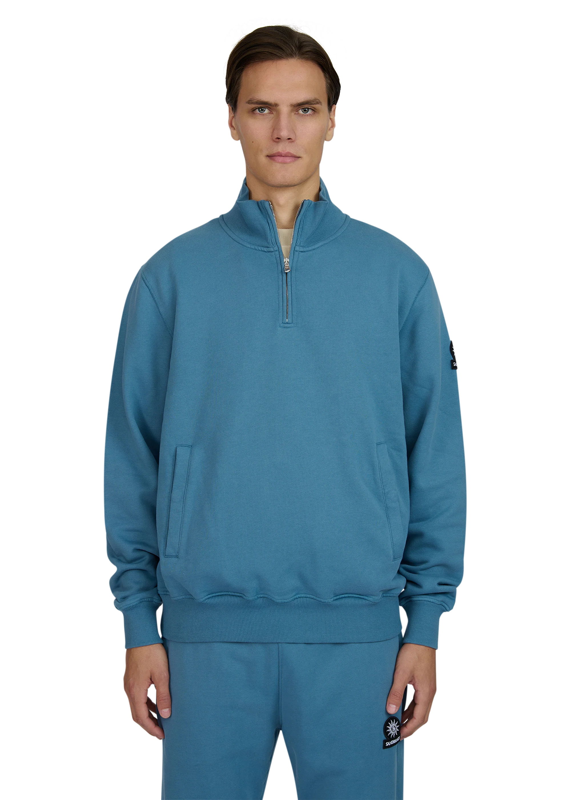 Sandbanks Badge Logo Quarter Zip Sweatshirt