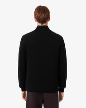 Zipped High Neck Cotton Sweater