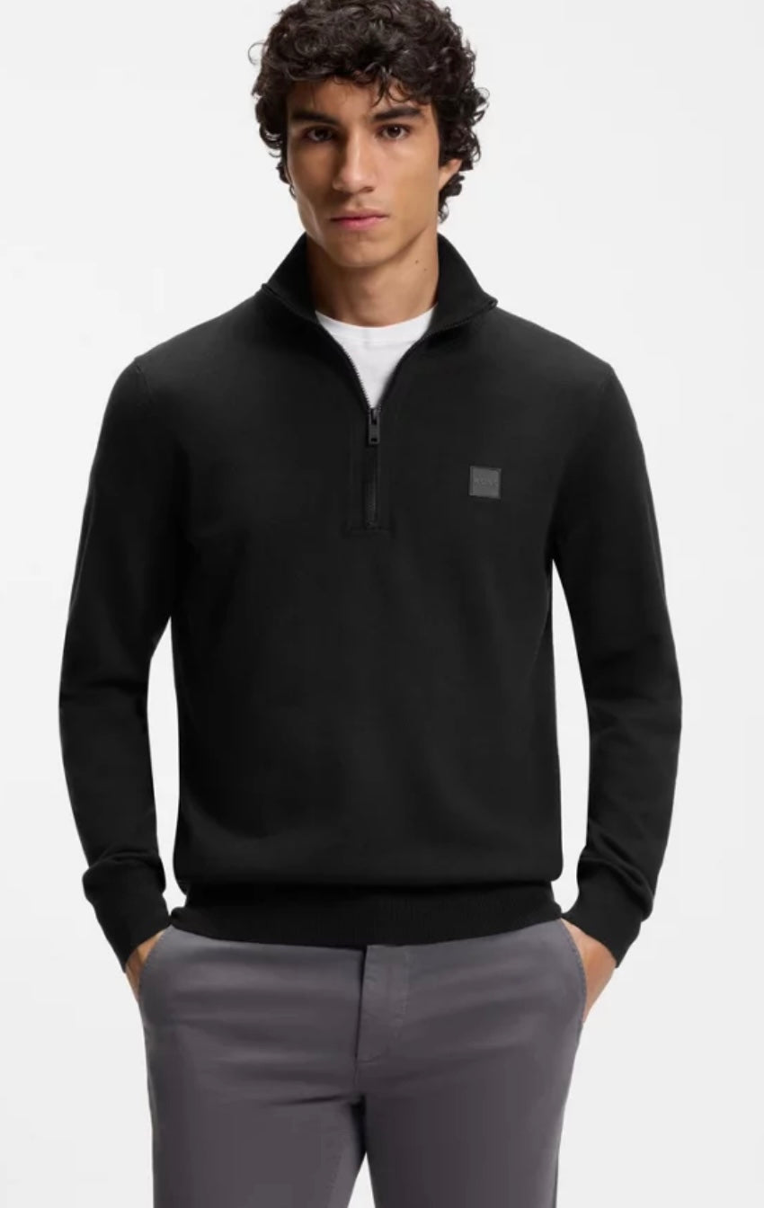 Zip Neck Sweater In Cotton And Cashmere