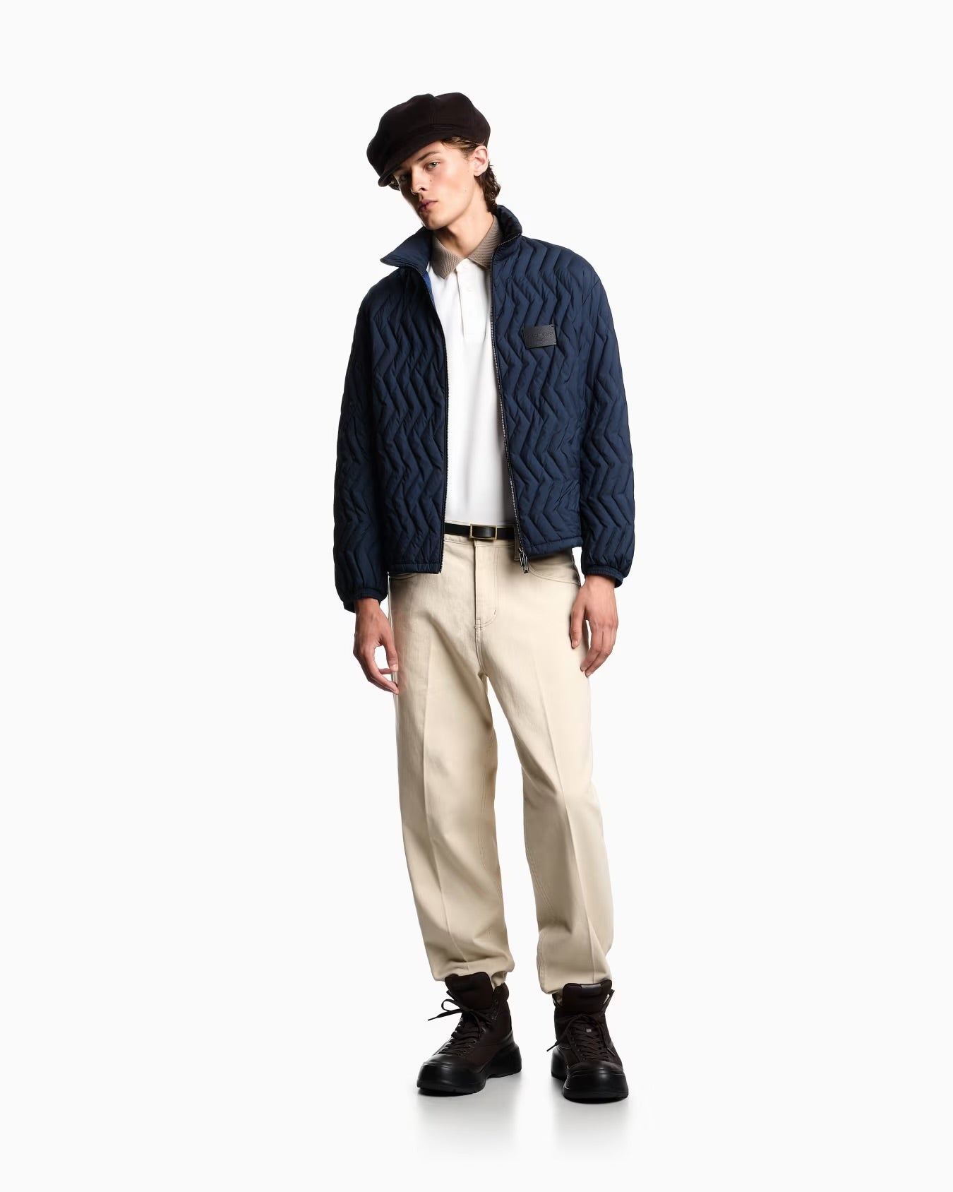 Contrasting Knit Trim Piqué Polo