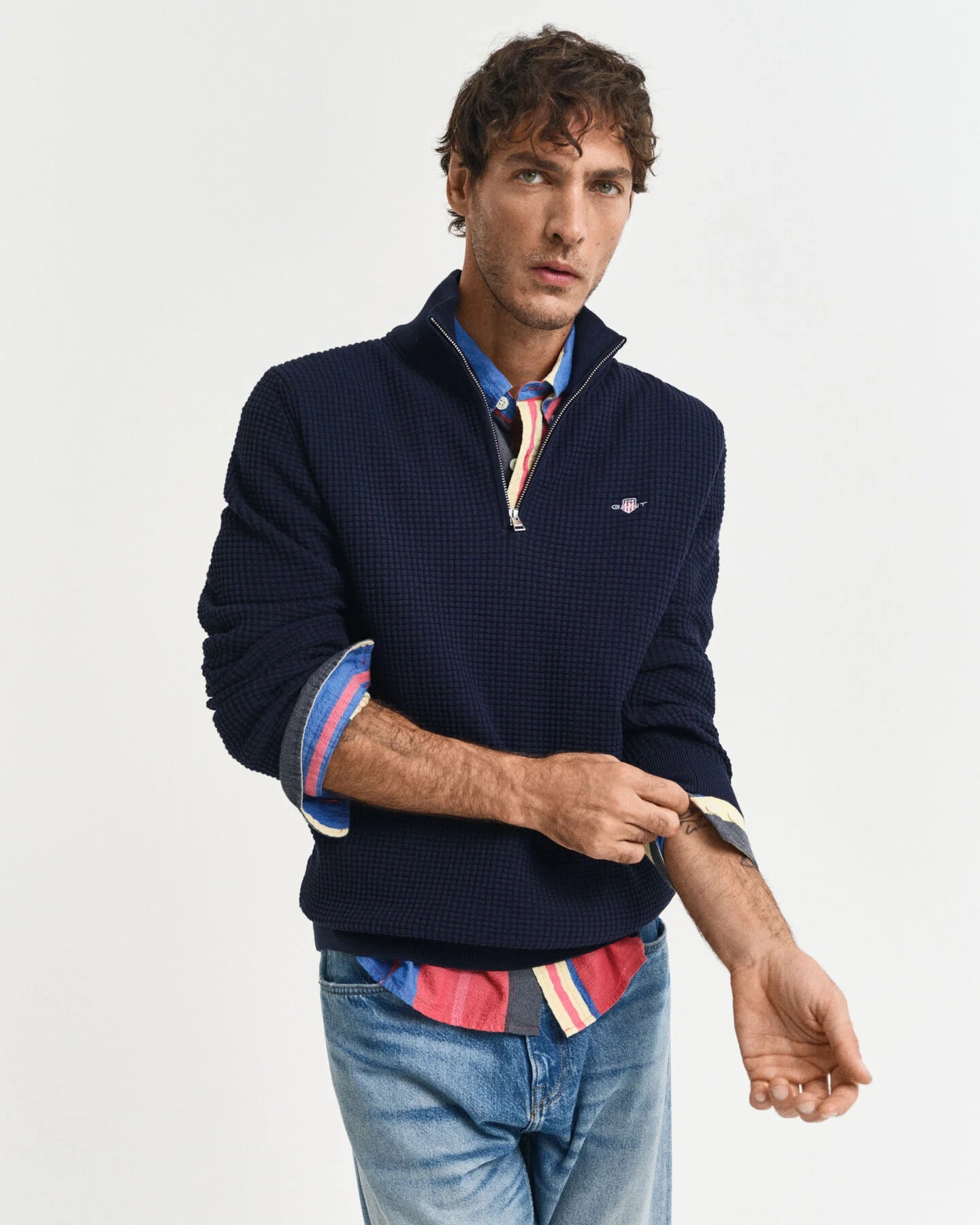 Textured Half Zip Sweater