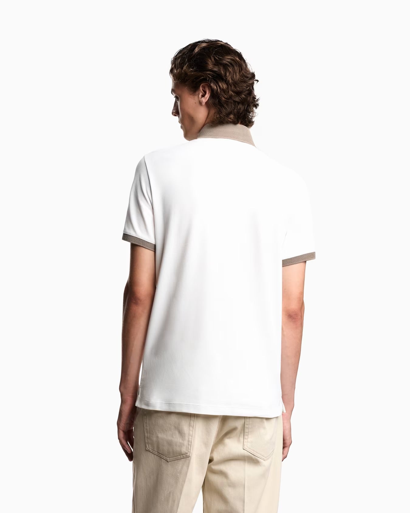 Contrasting Knit Trim Piqué Polo