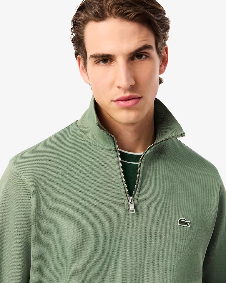 Zip Up High Neck Interlock Sweatshirt