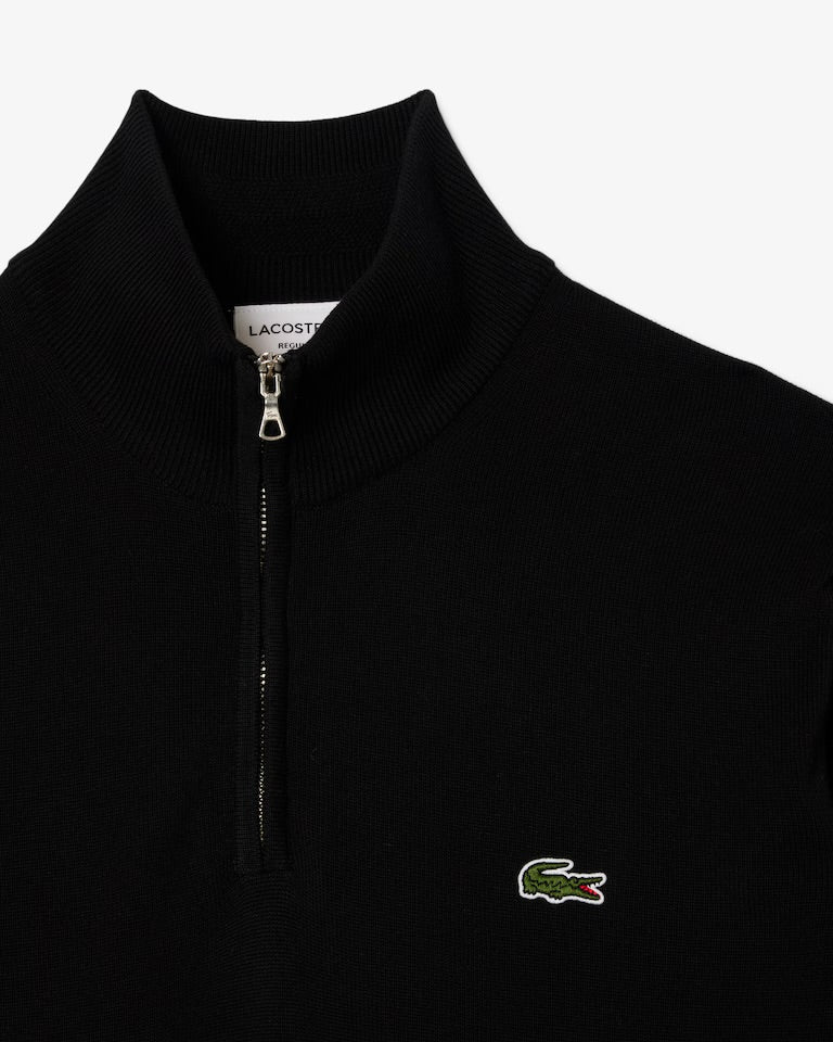 Zipped High Neck Cotton Sweater