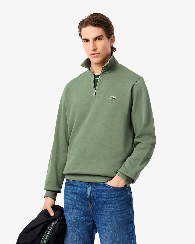 Zip Up High Neck Interlock Sweatshirt