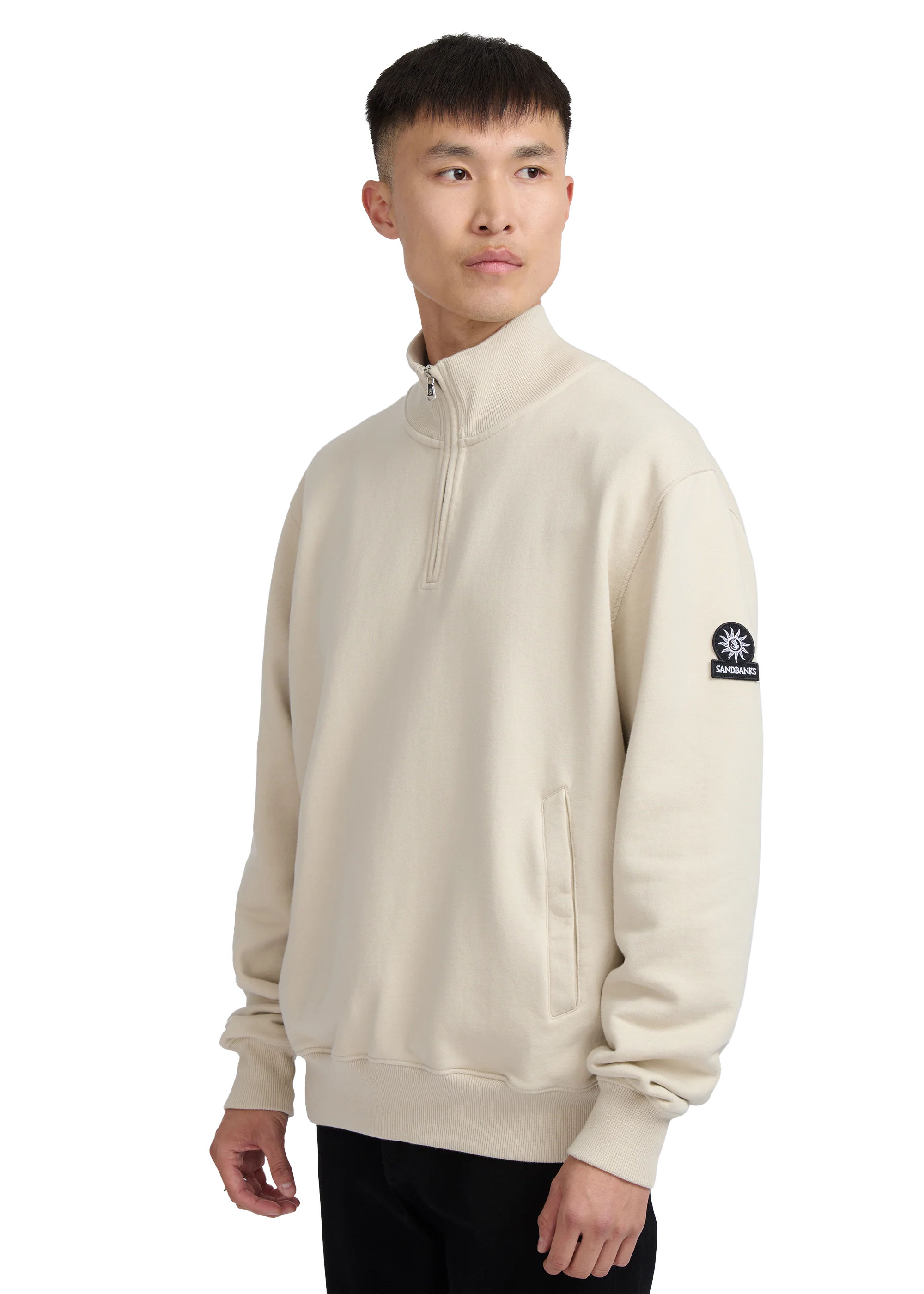 Sandbanks Badge Logo Quarter Zip Sweatshirt