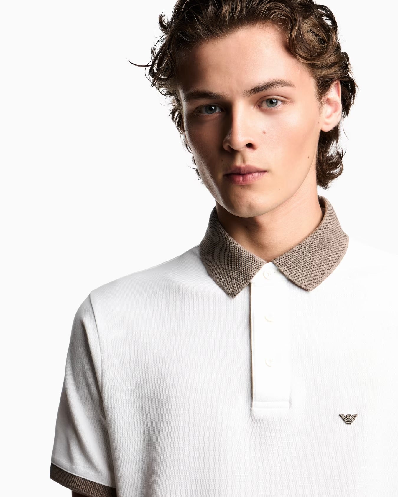 Contrasting Knit Trim Piqué Polo