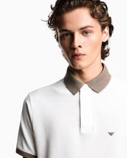 Contrasting Knit Trim Piqué Polo