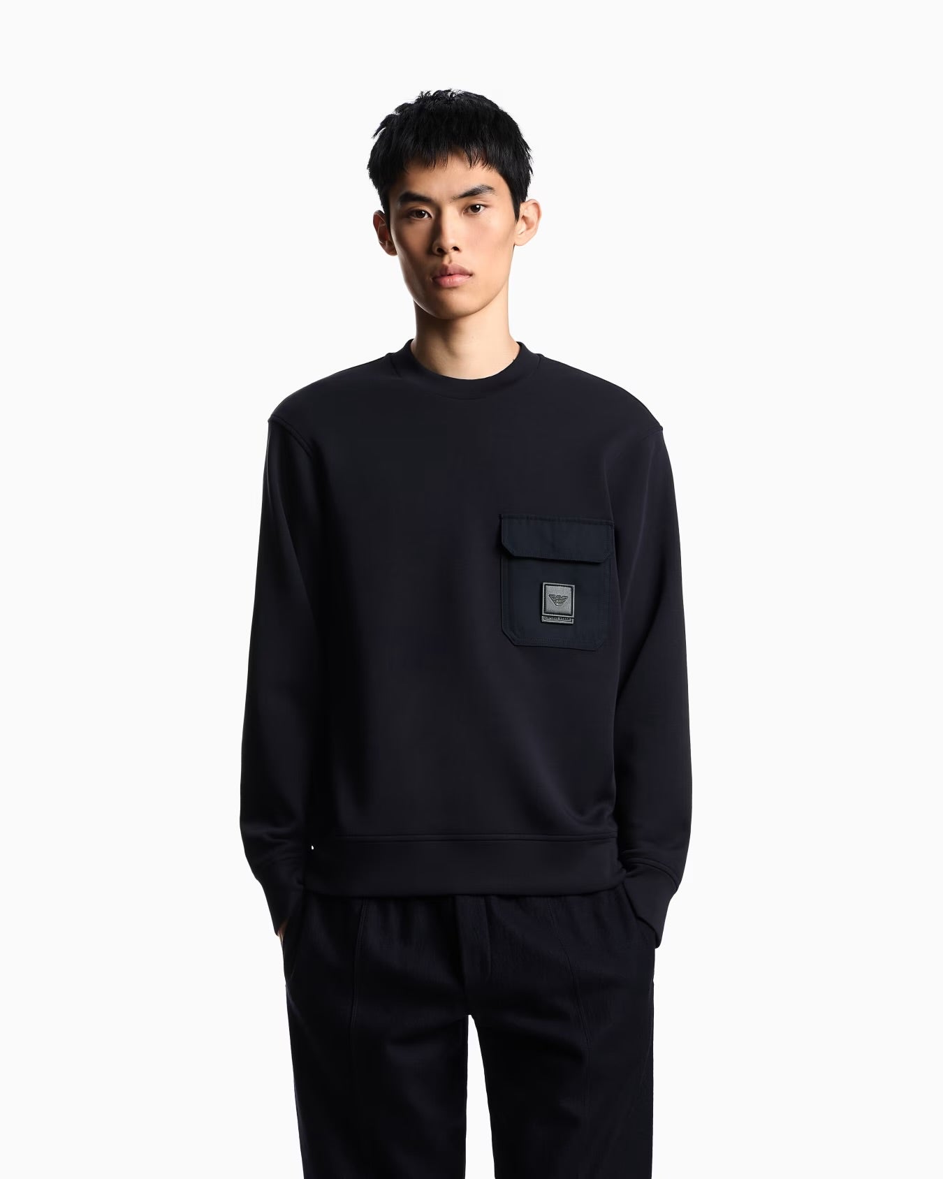 Pocket And Logo Patch Jersey Sweatshirt