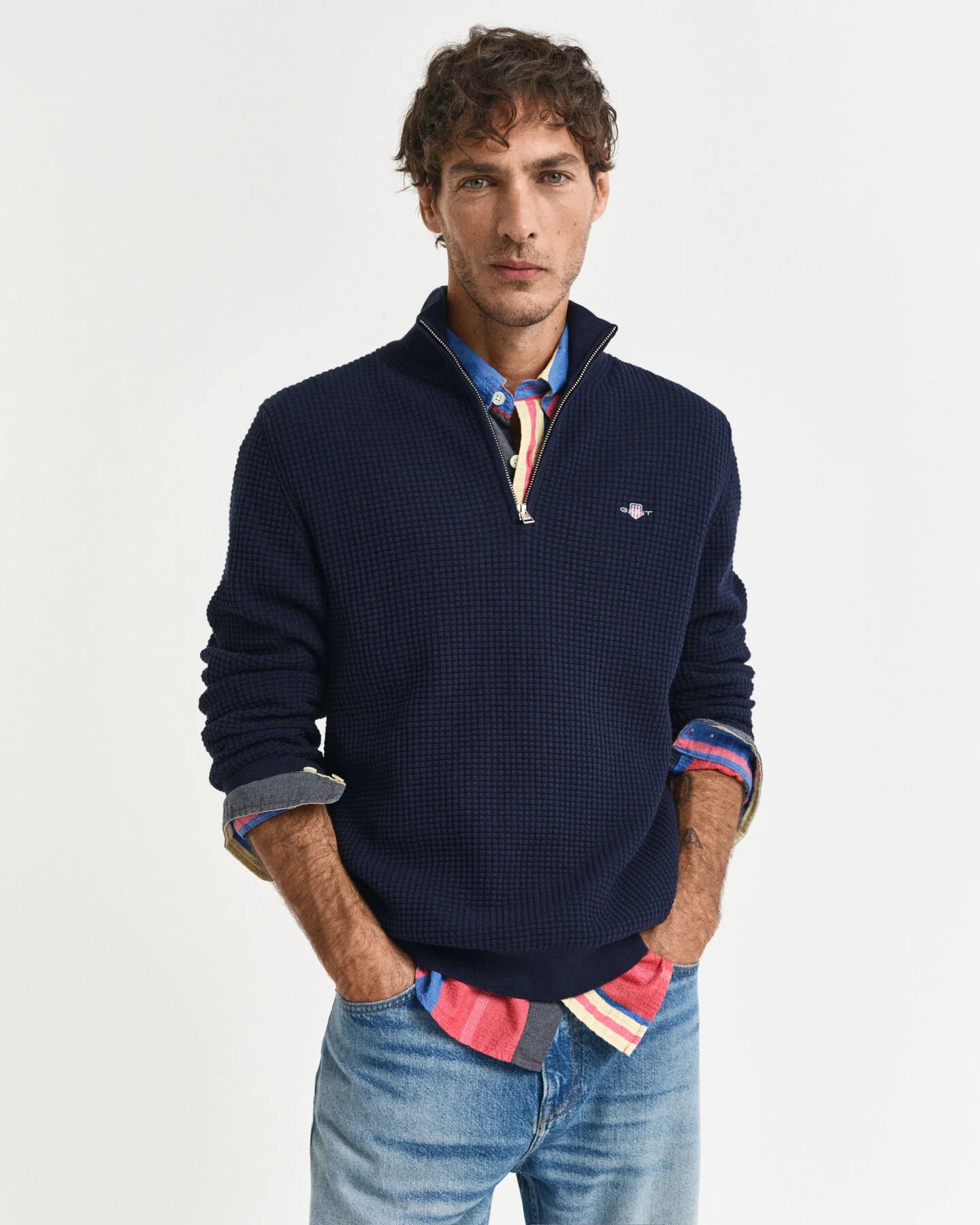 Textured Half Zip Sweater