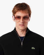 Zipped High Neck Cotton Sweater