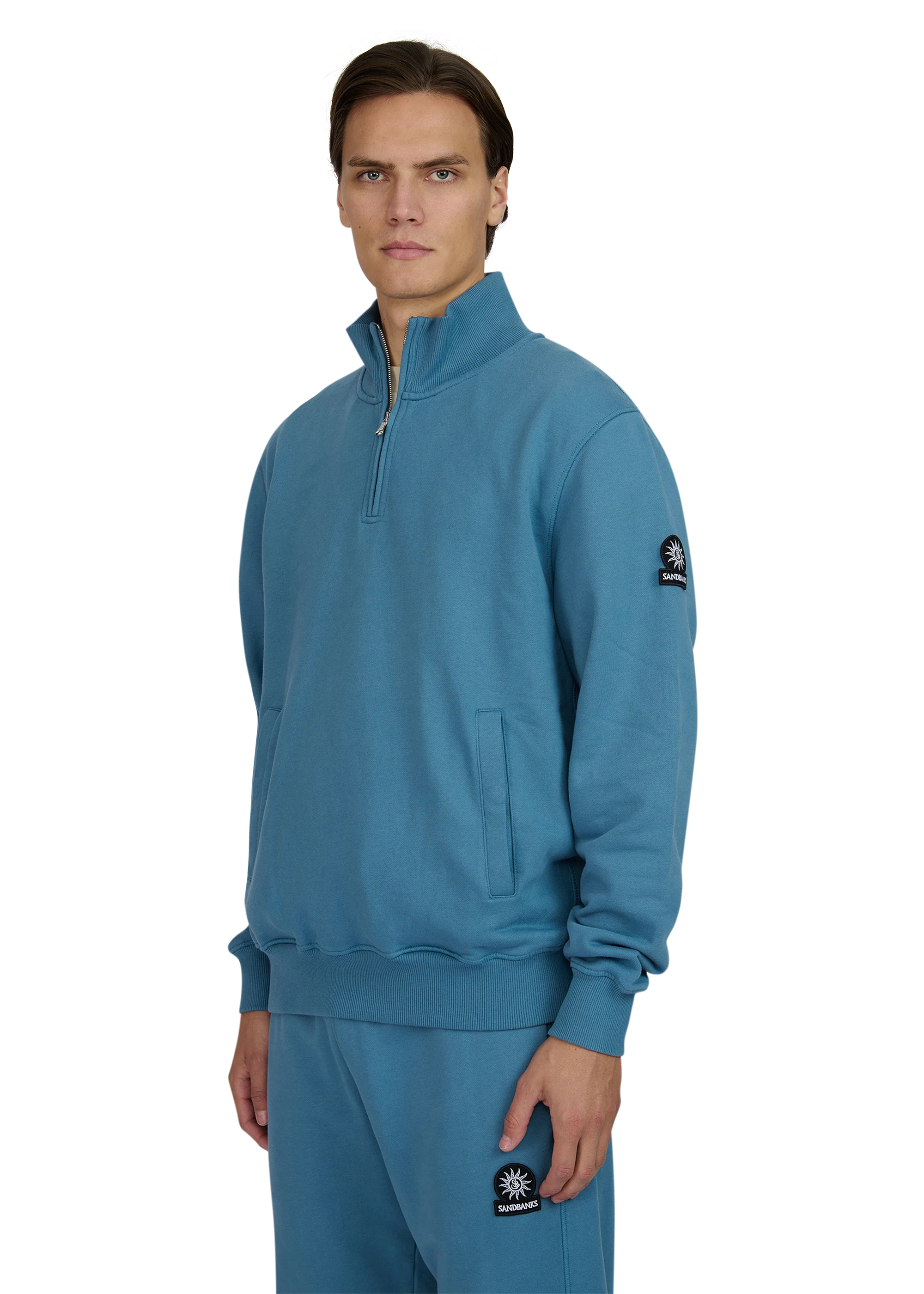 Sandbanks Badge Logo Quarter Zip Sweatshirt
