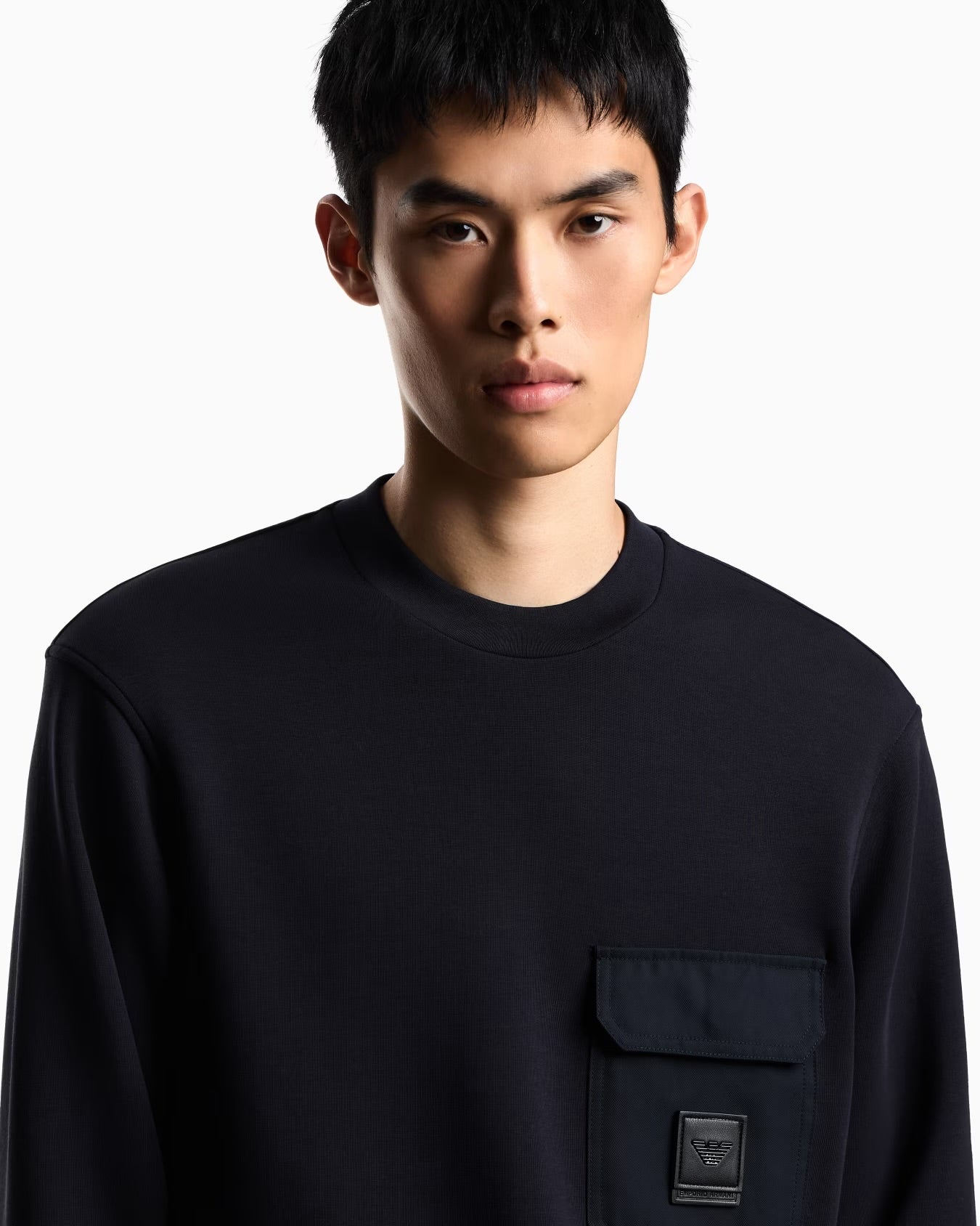 Pocket And Logo Patch Jersey Sweatshirt
