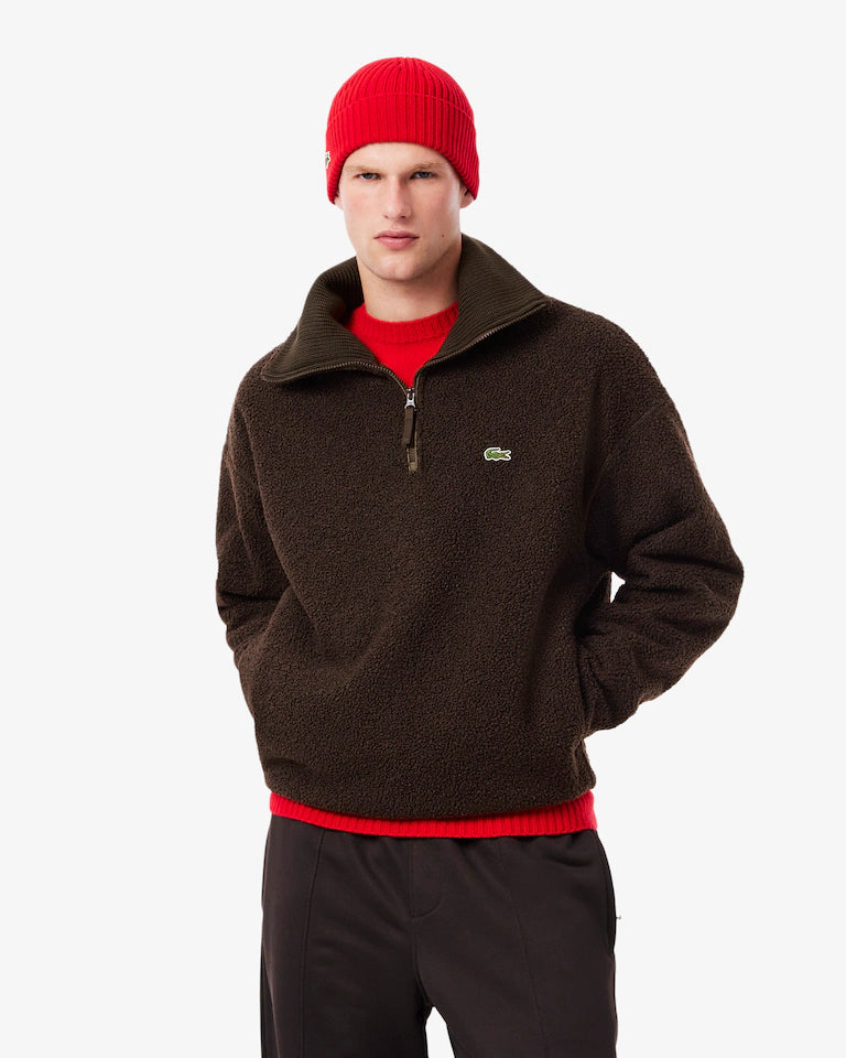 High Zipped Neck Polar Fleece Sweatshirt