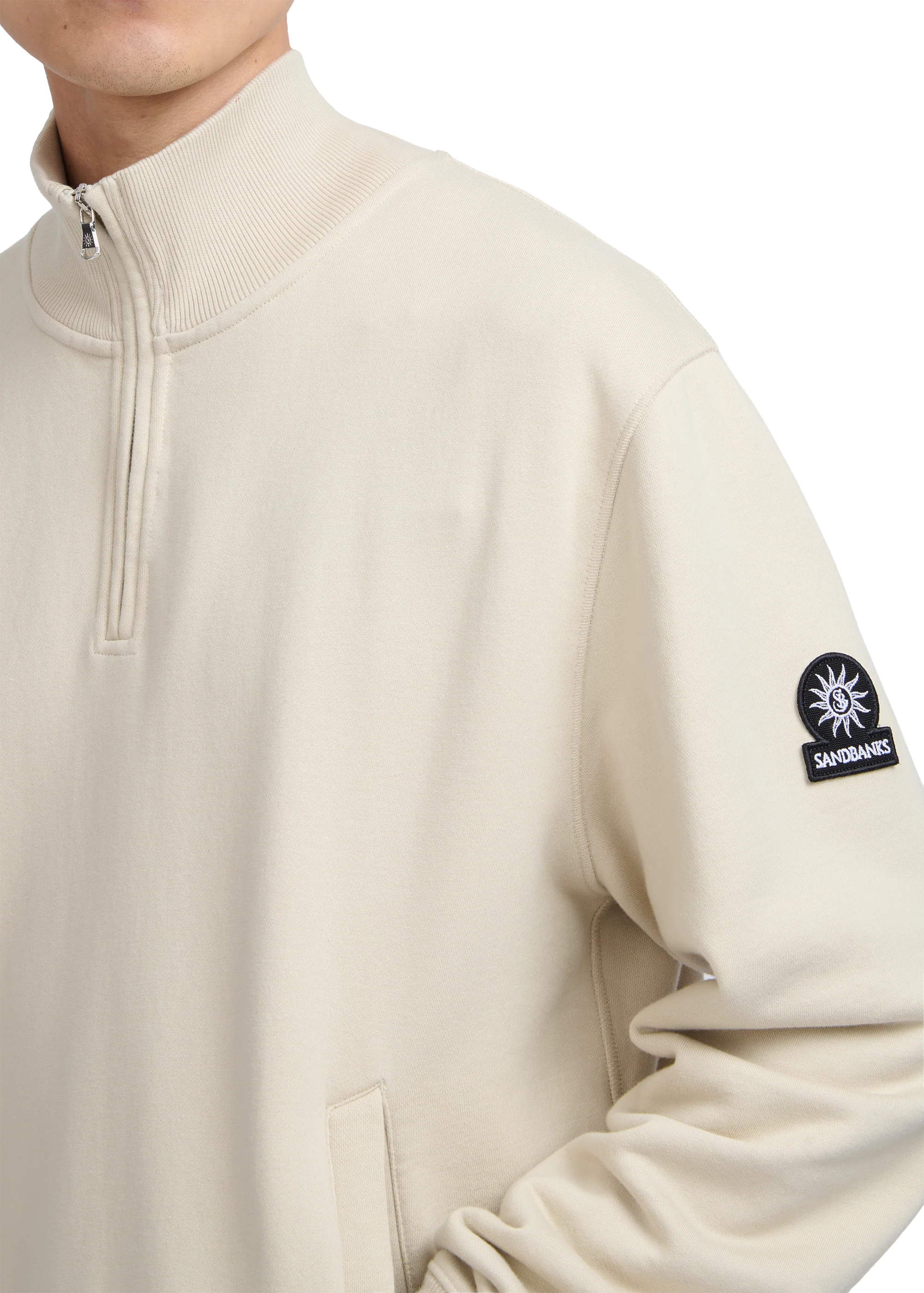 Sandbanks Badge Logo Quarter Zip Sweatshirt
