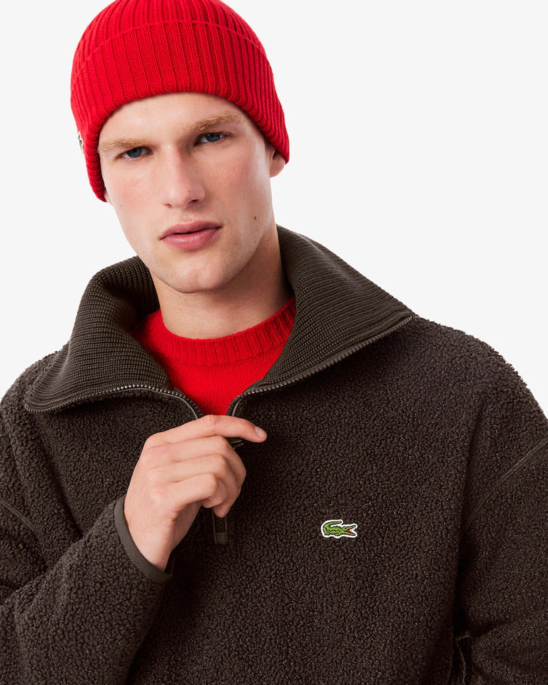 High Zipped Neck Polar Fleece Sweatshirt