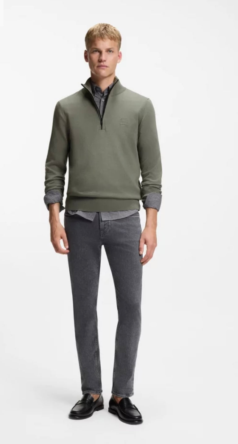 Zip Neck Sweater In Cotton And Cashmere