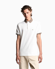 Contrasting Knit Trim Piqué Polo