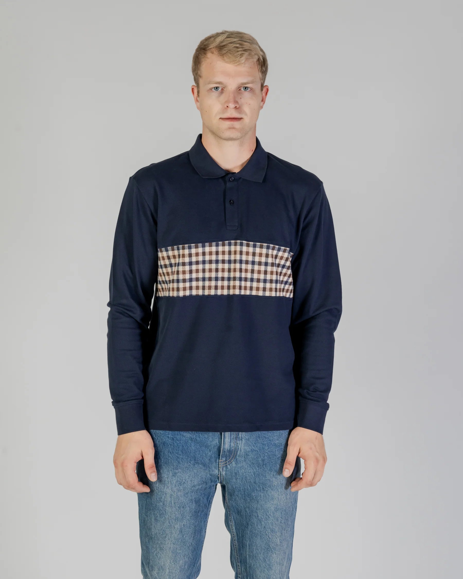 Active Club Check Insert Polo Long Sleeve