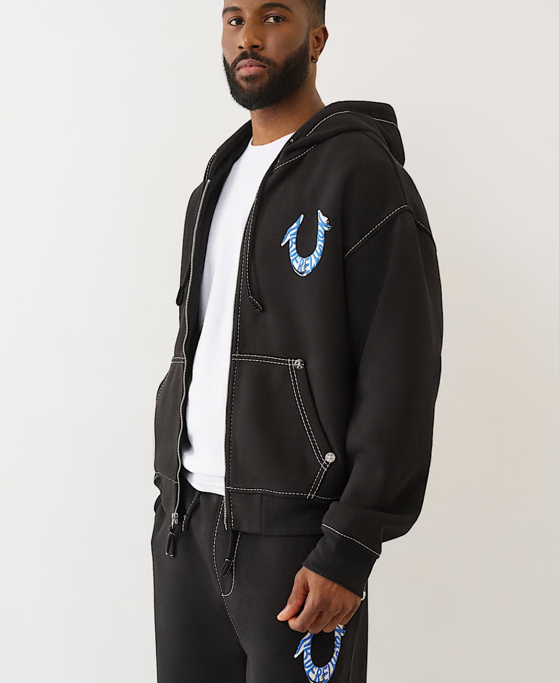 Horseshoe Painted Big T Zip Up Hoodie