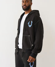 Horseshoe Painted Big T Zip Up Hoodie