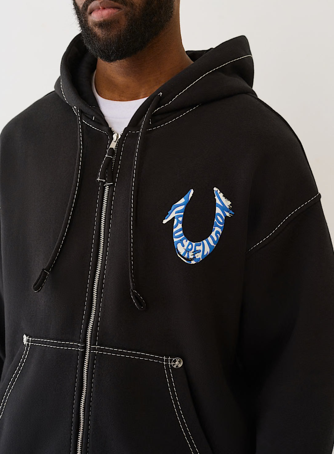 Horseshoe Painted Big T Zip Up Hoodie