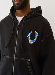 Horseshoe Painted Big T Zip Up Hoodie