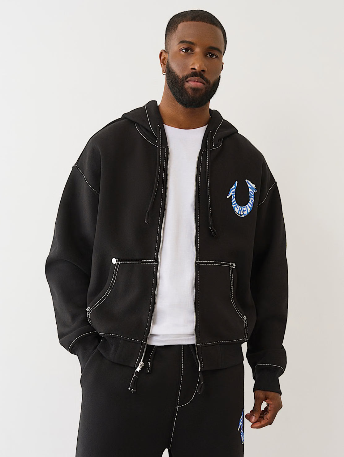 Horseshoe Painted Big T Zip Up Hoodie