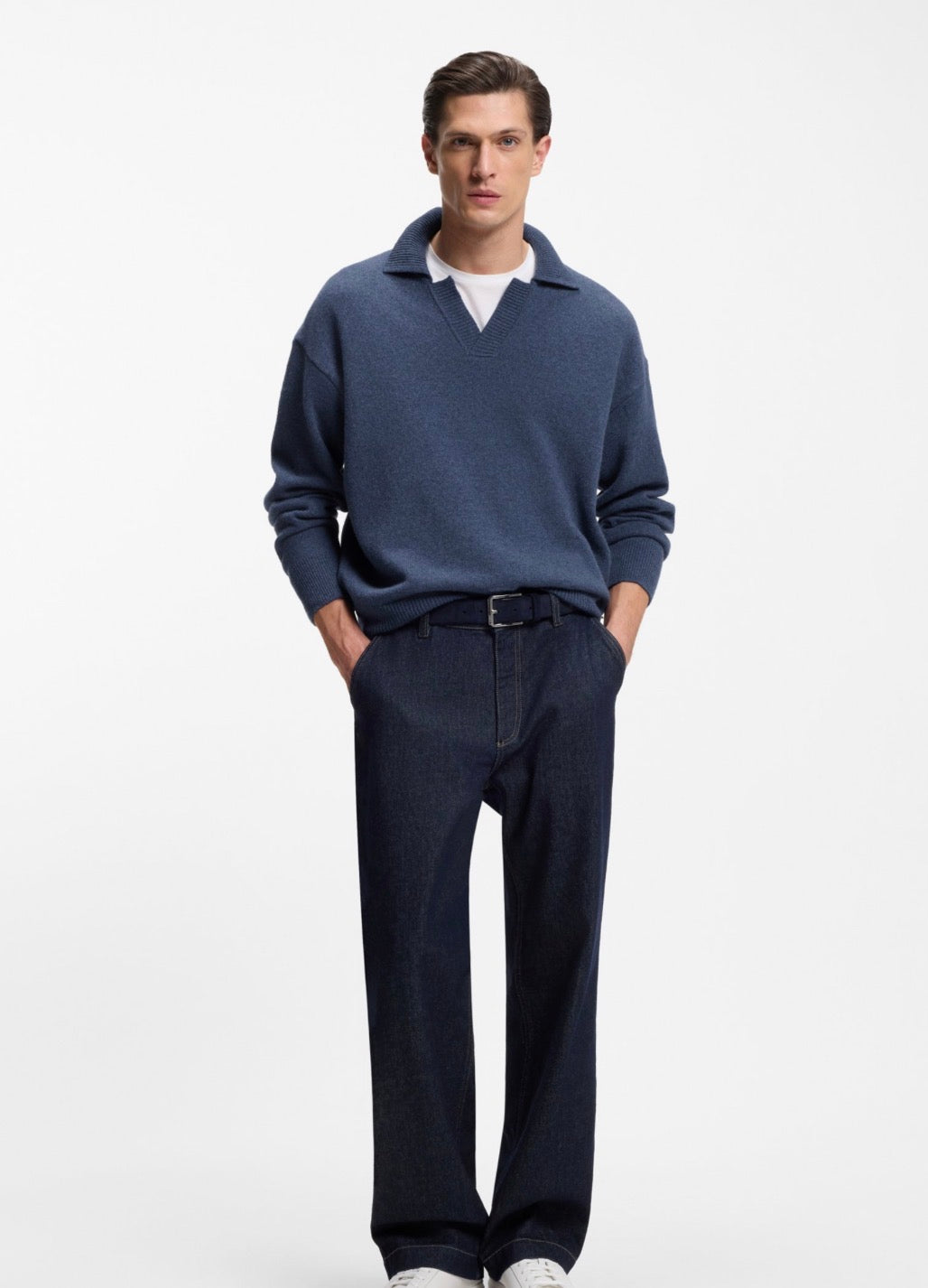 Virgin-Wool Collar Jumper