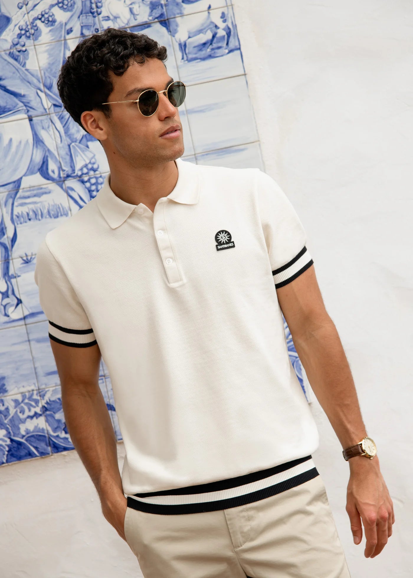 Stripe Hem Polo Shirt