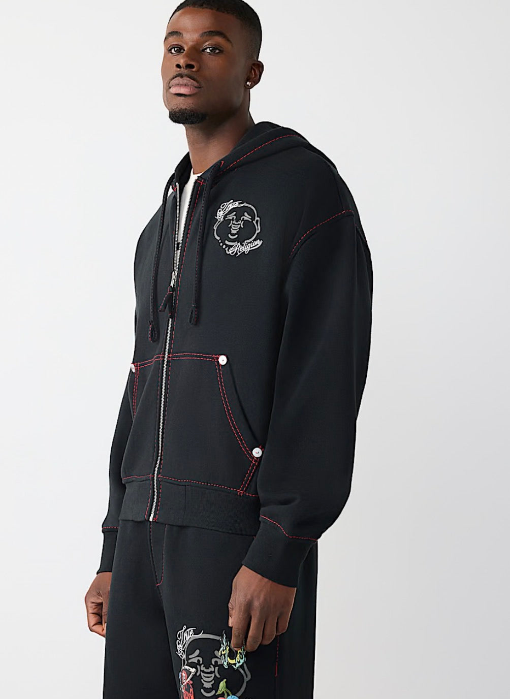 Buddha Face Big T Zip Hoodie