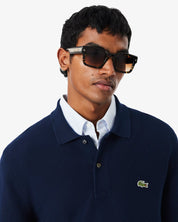Long Sleeved Knitted Polo Shirt