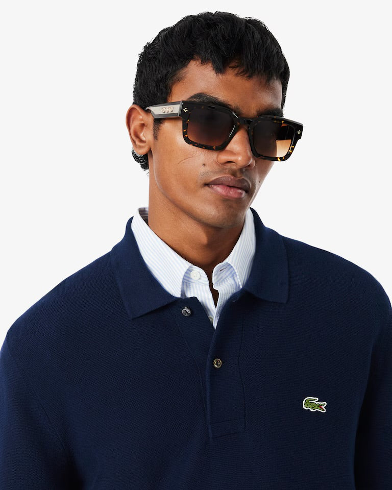 Long Sleeved Knitted Polo Shirt