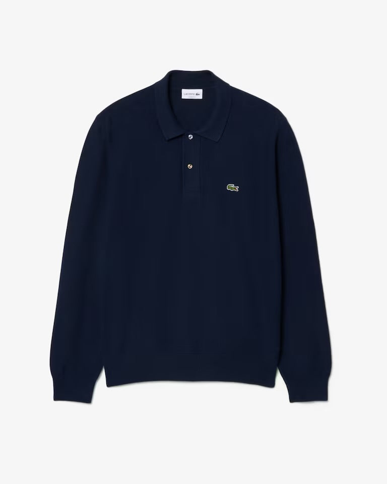 Long Sleeved Knitted Polo Shirt