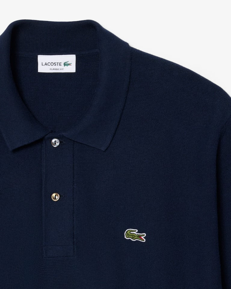 Long Sleeved Knitted Polo Shirt