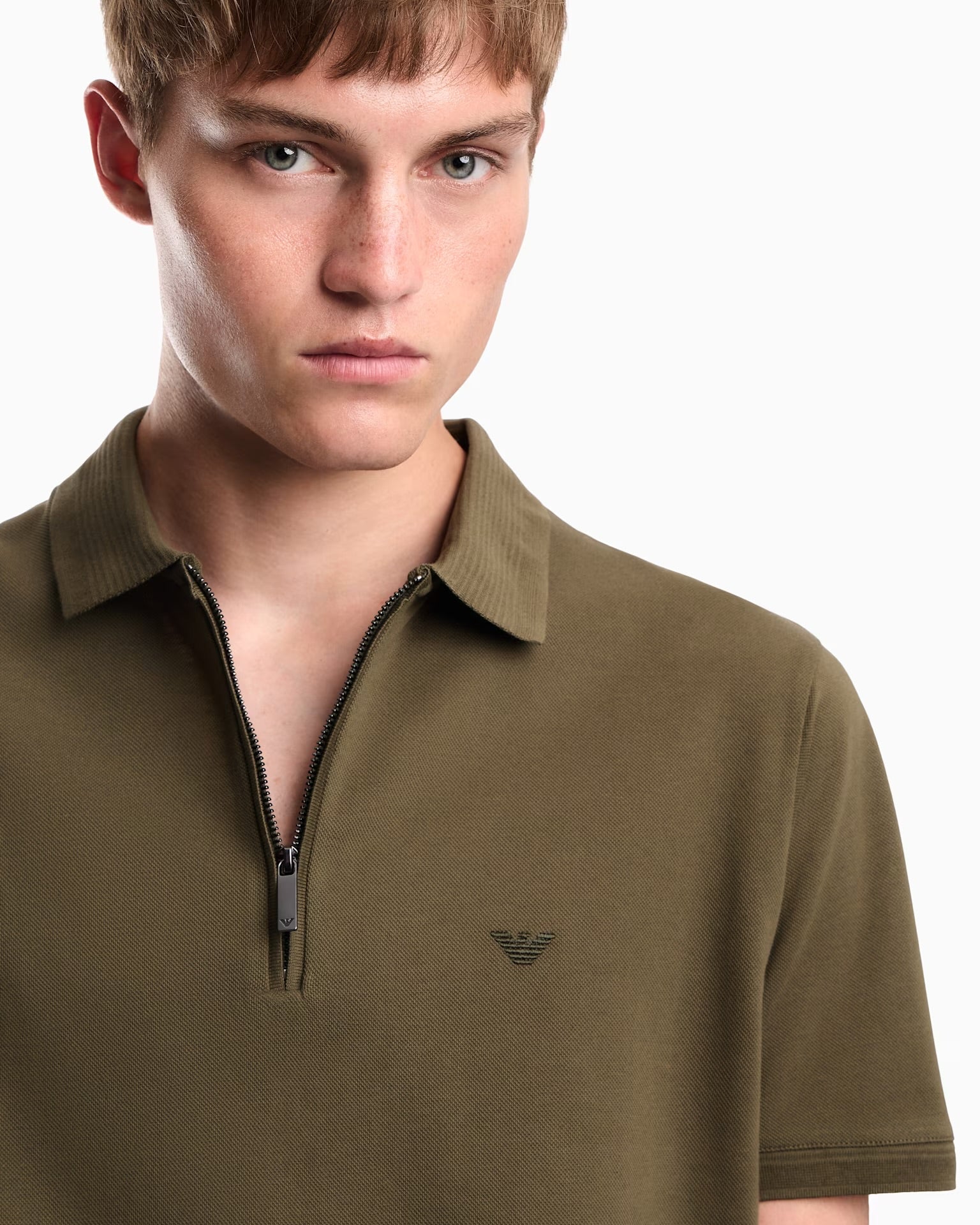 Emporio Armani Piqué Zip  Polo Shirt