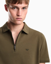 Emporio Armani Piqué Zip  Polo Shirt