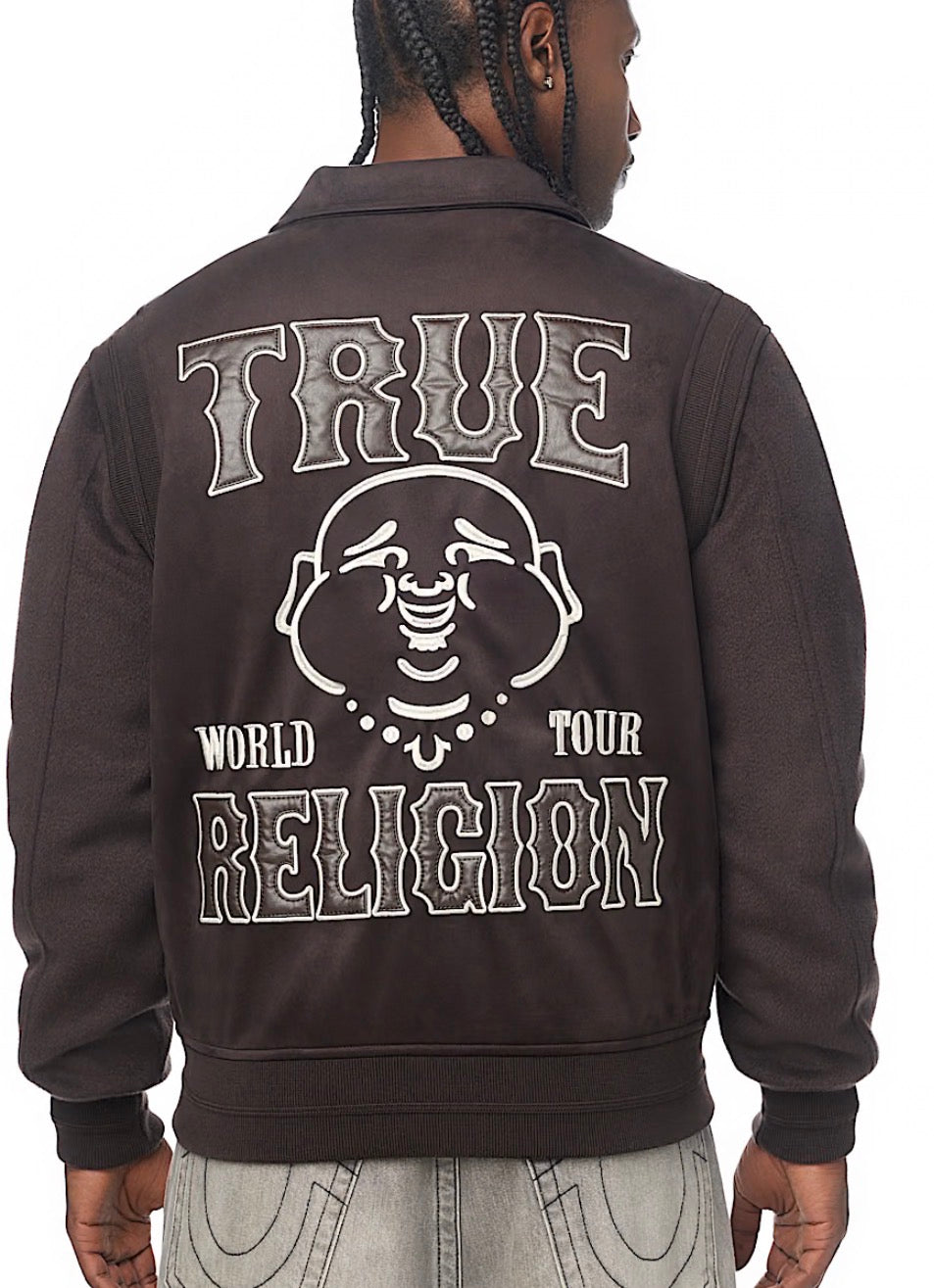 True Religion Suede Bomber Jacket