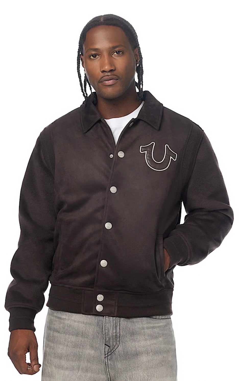 True Religion Suede Bomber Jacket