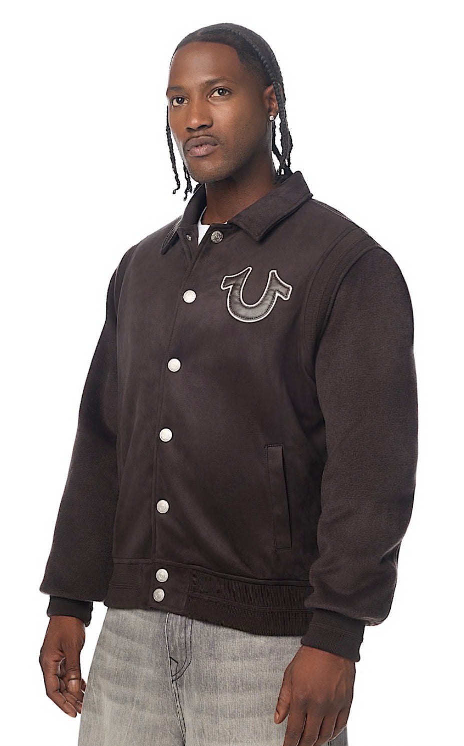 True Religion Suede Bomber Jacket